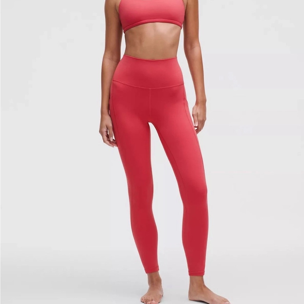 LULULEMON ALIGN HR LEGGINGS 25” *POCKETS IN DESERT RED SZ 4,10 NWT